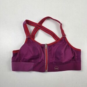Shefit Sports Bra Womens Medium Purple Front Zip High Impact Adjustable